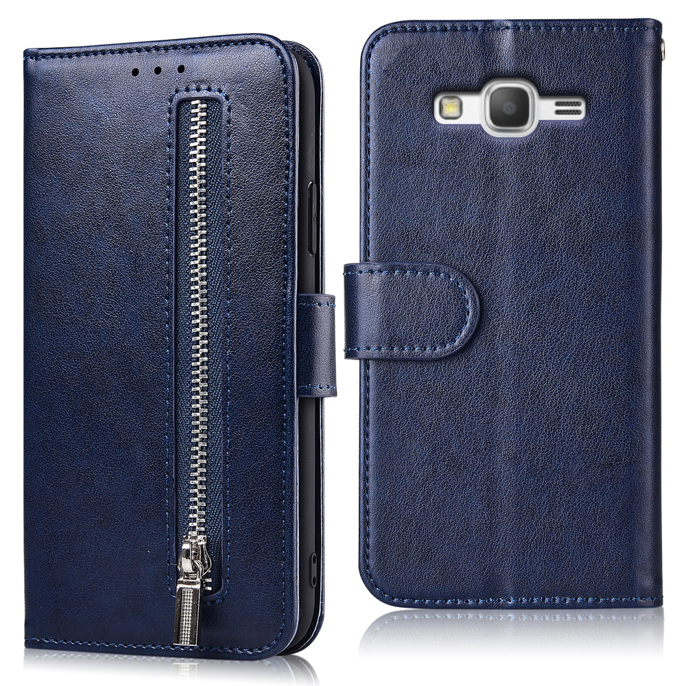 Für Auf Samsung Galaxy J7 Neo (Nxt) fall Zipper Flip Brieftasche Ledertasche Für Samsung J7 Neo (Nxt) Abdeckung Für J7 Neo (Nxt): 61zipper--Blue