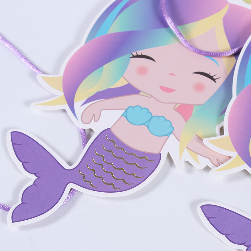 3m Cartoon Mermaid Banner Garland Baby Shower Birthday Party Flag Wedding Banner Party Decoration