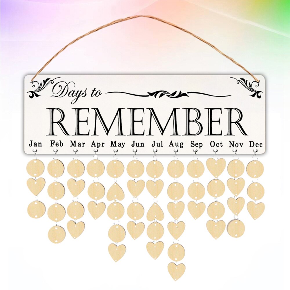 Special Days Calendar Set Wooden Hanging Plaque DIY Wood Slices Pendant Wall Birthday Reminder: Default Title