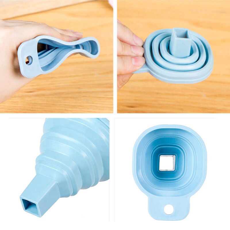 Food Grade Silicone Gel Folding Funnel Foldable Telescopic Long Neck Funnel Liquid Filling Kitchen Tools