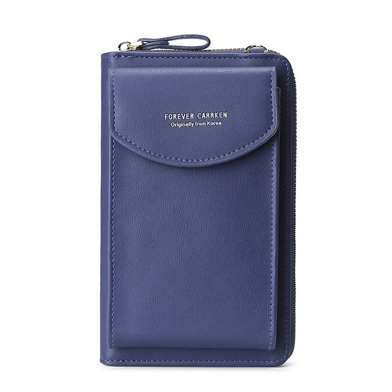 CarrKen Ladies Wallet Diagonal Bag Multi-Function Mobile Phone Bag Long Clutch Bag Versatile Shoulder Bag: Navy Blue