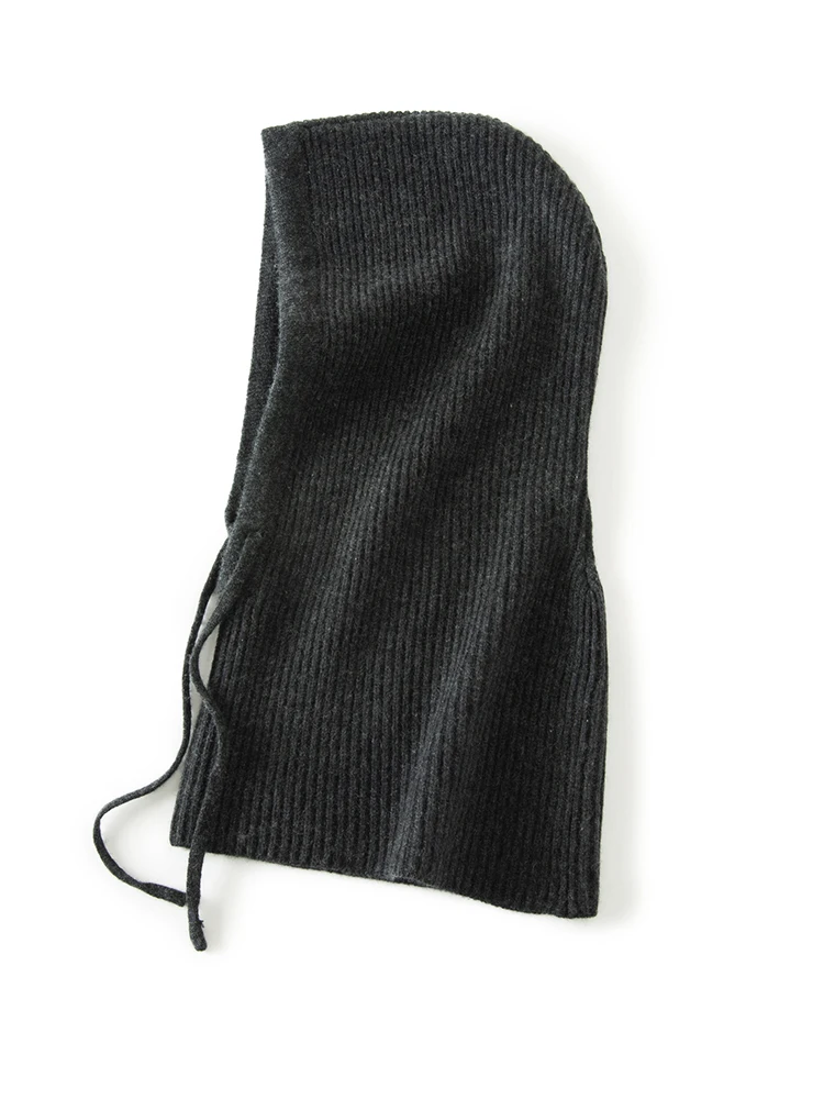 Ull kasjmir strikket hette lue skjerf luer dame menn vinterhals varm balaklava hodeplagg luer unisex 4 farger: Mørk grå