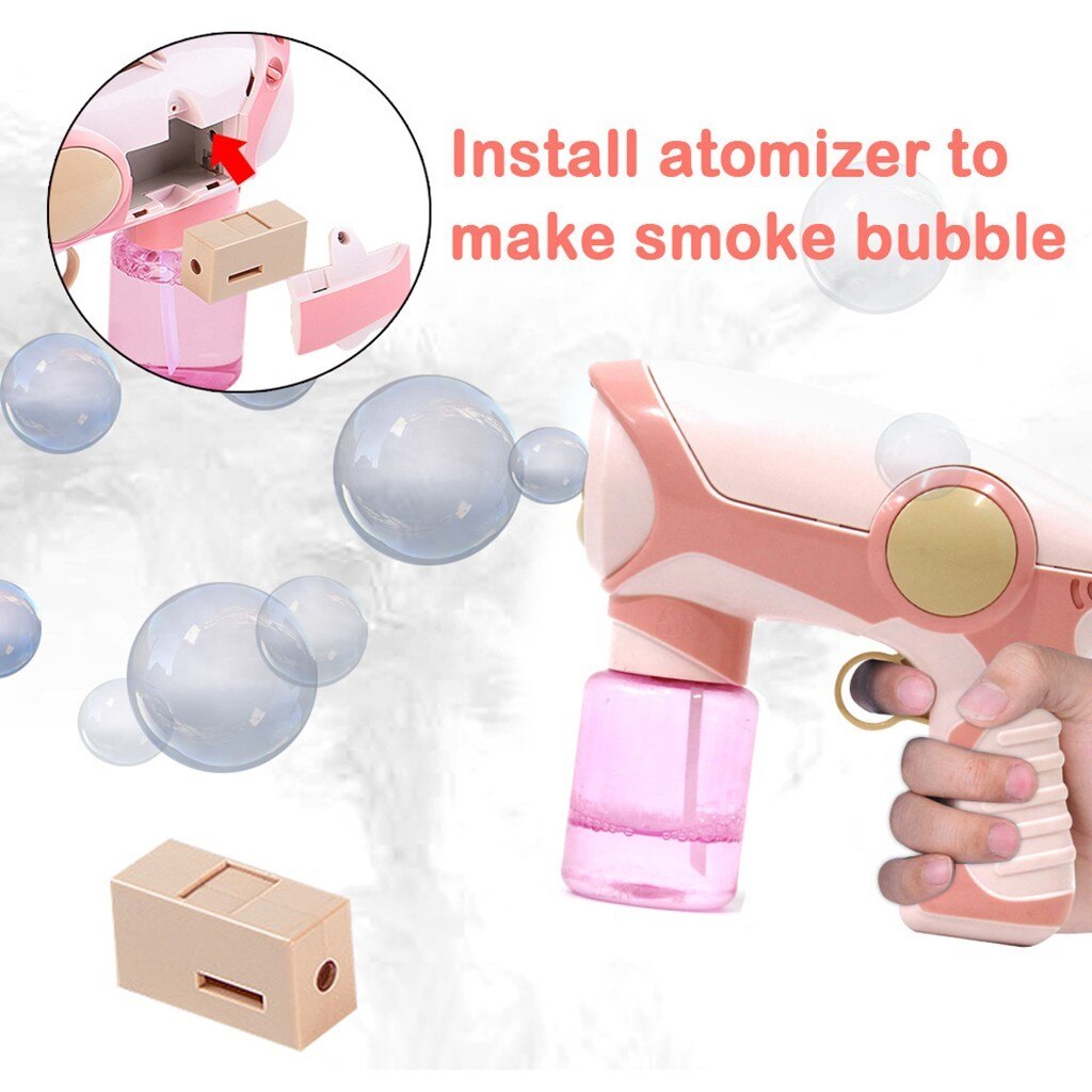 Bubble Machine Cartoon Electric Fan Automatic Smoke Bubble Toys For Children Home &outdoor Swimming Toys