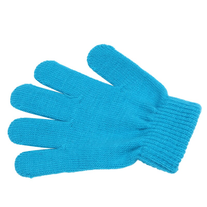 Guantes de invierno bonitos para bebés, niños y niñas, guantes elásticos de punto de dedo de Color sólido