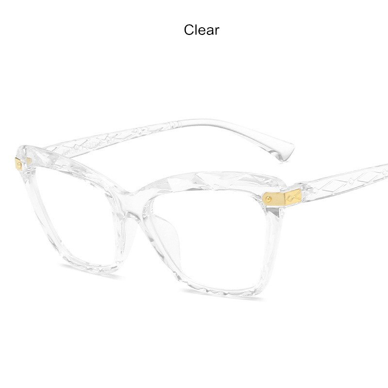 Vintage cat eye damesbril anti-blauw licht optiek bijziendheid brilmontuur heren computerbril plastic: Duidelijk