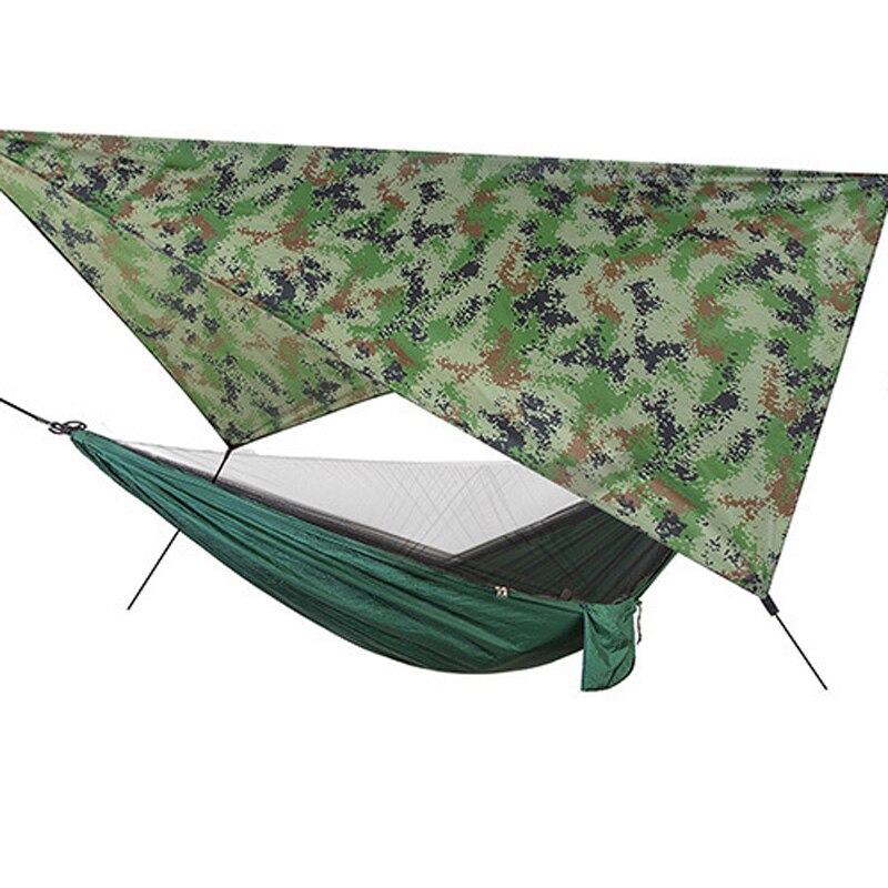 Outdoor Hängematte Zelt Mit Wasserdicht Baldachin Markise Set Automatische Schnell Öffnung Camping Hängematte mit Moskito Net Sonnenschirm OD008: Camou-dark blue
