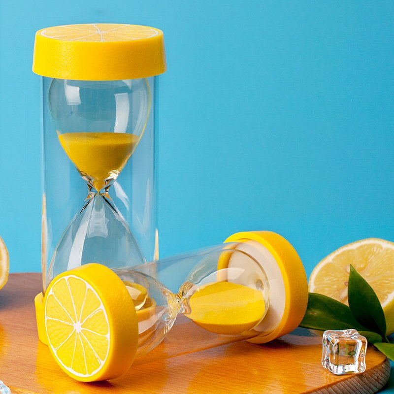 1/5/15/20/30 Minuten Fruit Zandloper Zand Timer Nordic Home Decor Kinderen Ornamenten Creatieve Gaven keuken Zand Klok: Lemon-Hourglass / 1 min