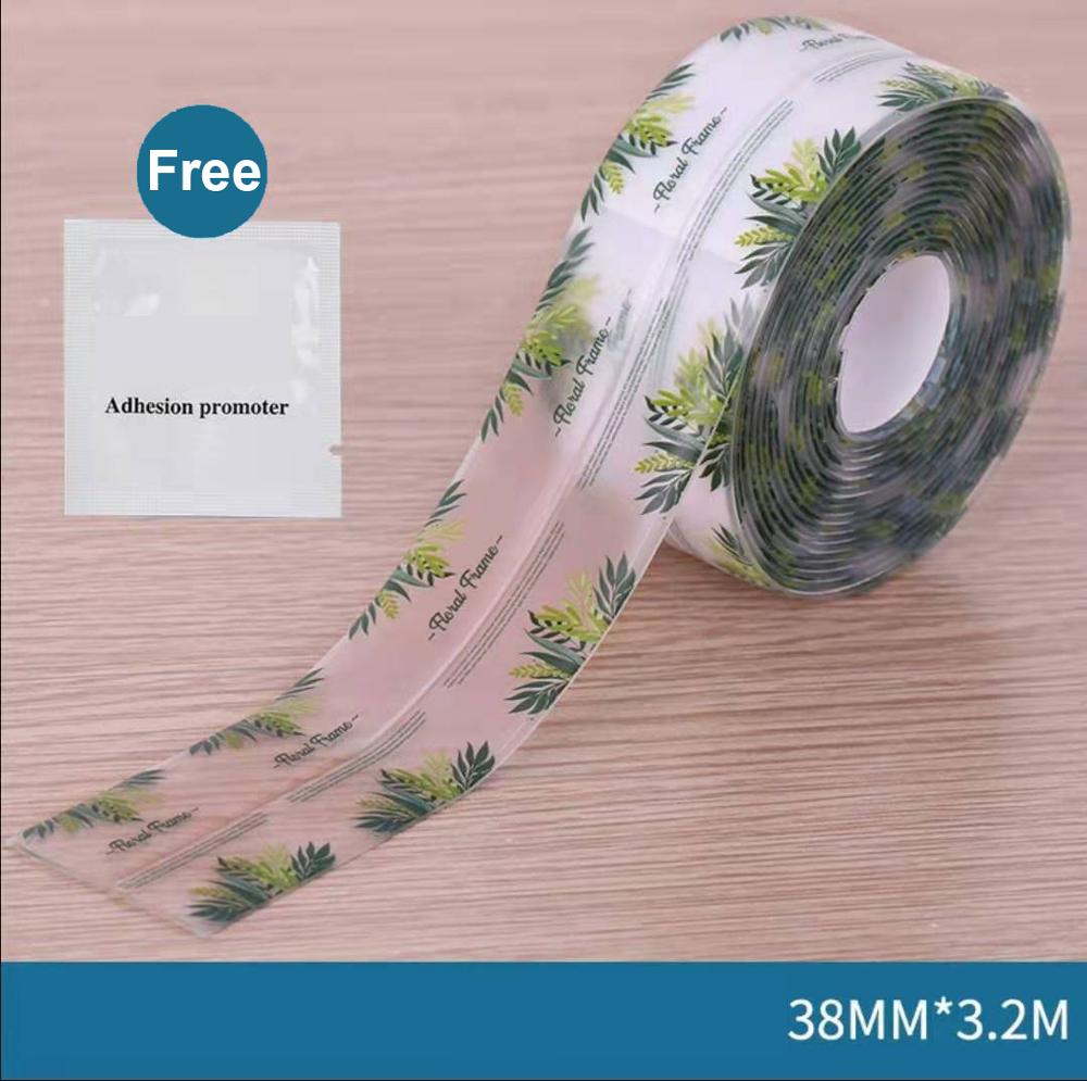Multi Druck transparent 3,2 mx38mm Pvc Abdichtung Streifen Band Fenster Schlecht Küche Wasserdicht selbst-Klebstoff Naht Wc Ecke: Gold