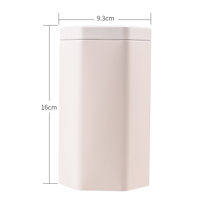Tea Tin Can Hexagonal Tinplate Frosted Packaging Tin Can Universal Black Tea Pu'er Small Green Tangerine Tin Can: white
