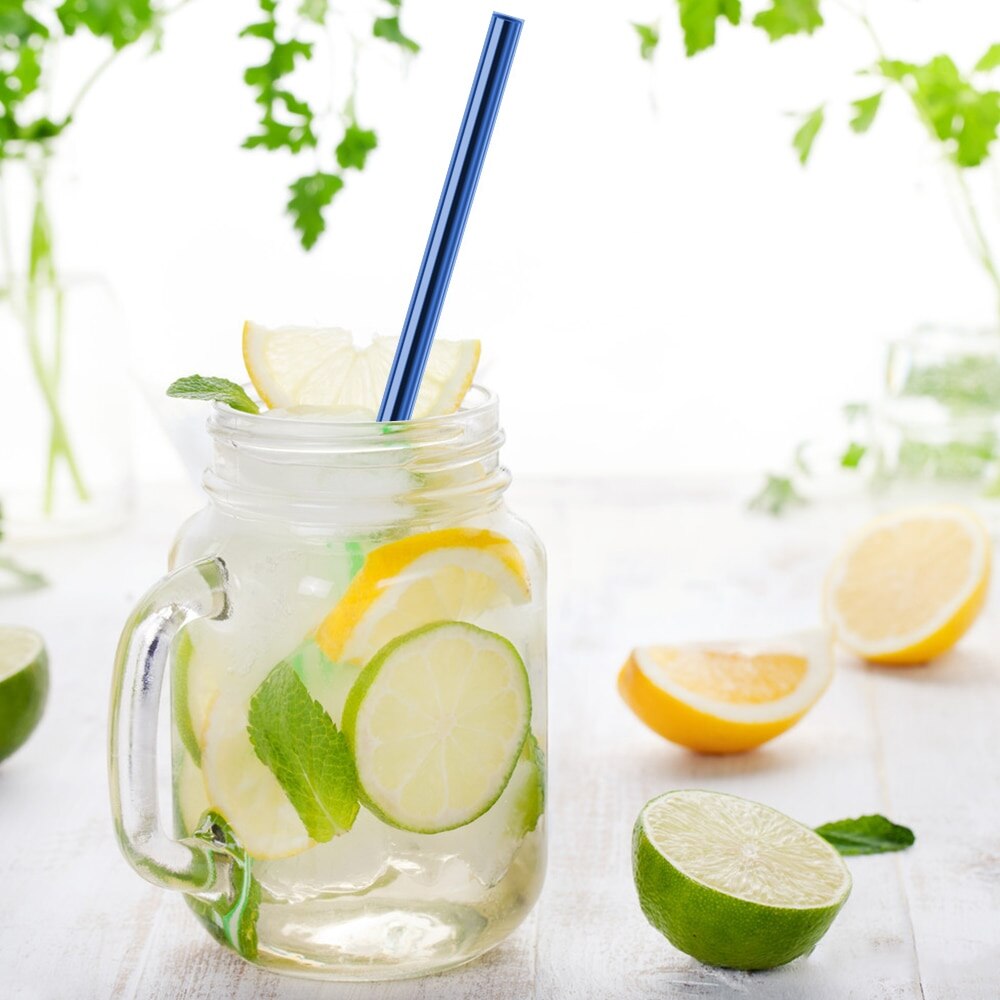 Colorful Reusable Drinking Straw 304 Stainless Steel Metal Straw with Cleaner Brush For Mug Colorful Drinking Straw
