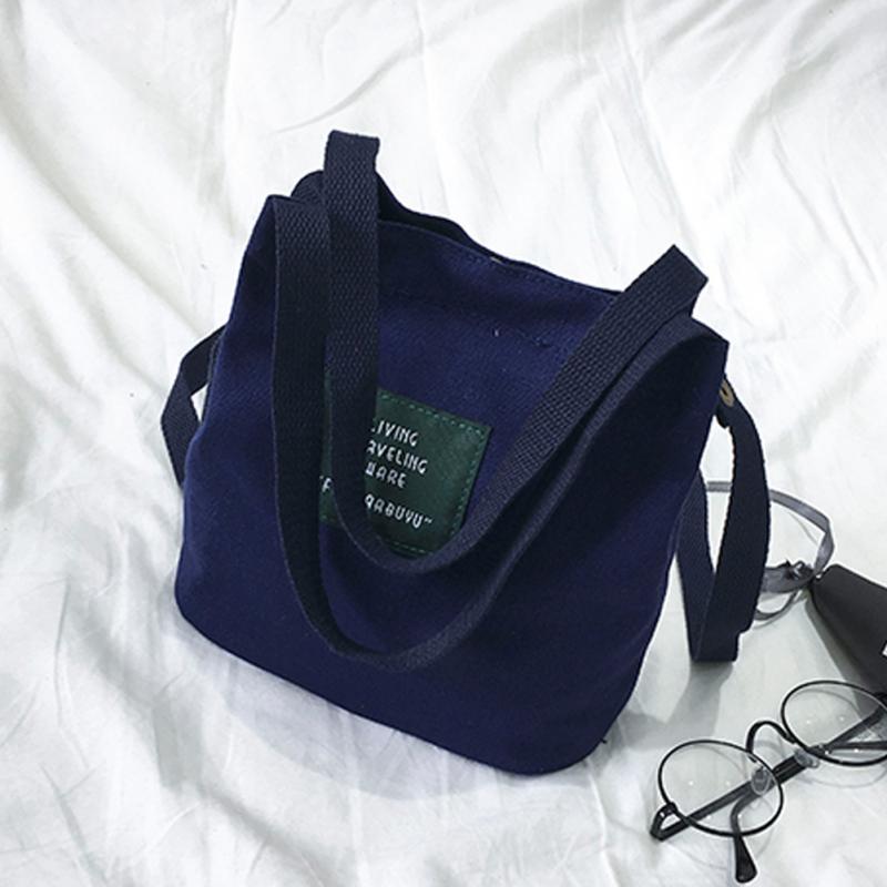 Women Canvas Messenger Bag Mini Single Shoulder Bag Crossbody Women Chlidren School Bag Female Shopping Travel bags: deep blue