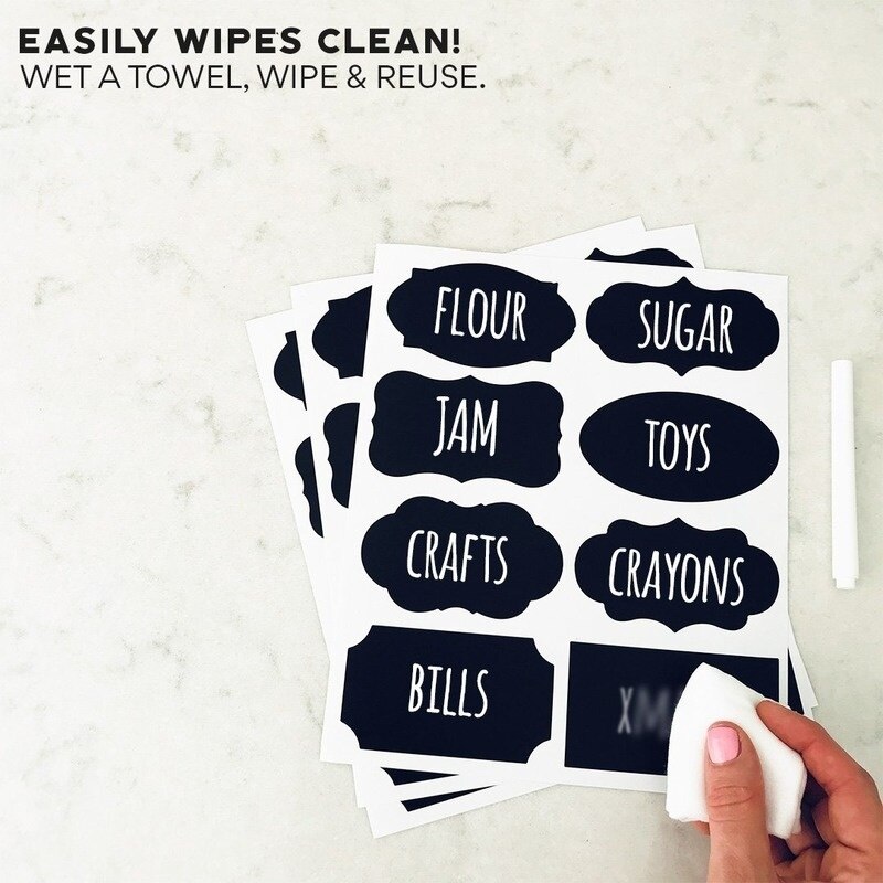 250Pcs 8 Style Round Blank Chalkboard Labels sticker -Erasable Chalk Pen- Removable Waterproof Label for Mason Jar Labels