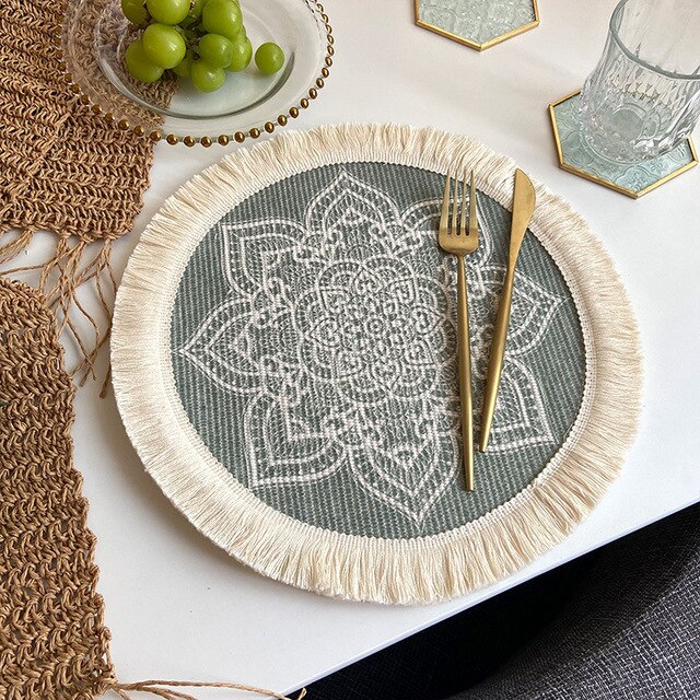 Retro Bowl Coasters Bohemian Style Round Table Mat... – Vicedeal