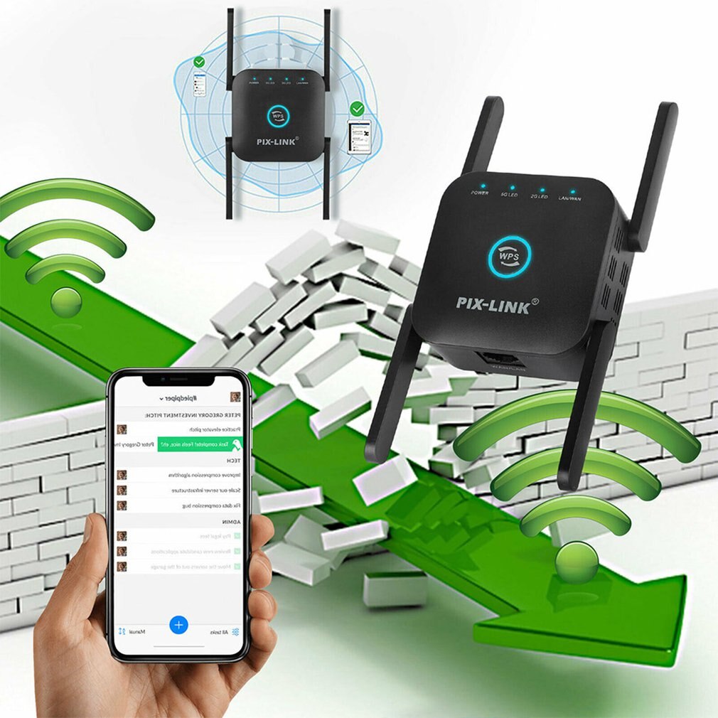 WiFi Range Extender Signal Booster 1200Mbps Amplifier Internet Wireless Repeater Wireless Range Extender Amplifier