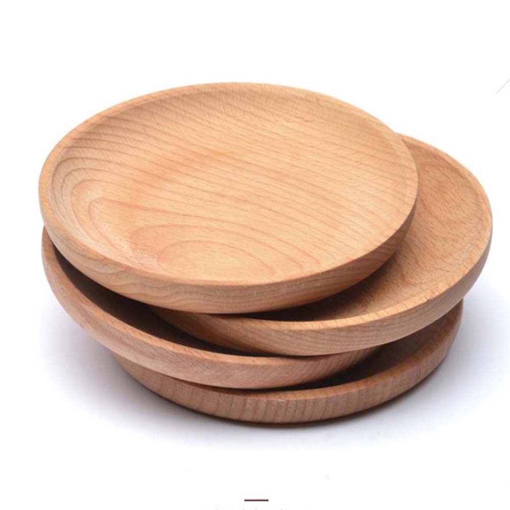 1pc bøgetræ rund middagstallerken western mad rund dessert serveringsbakke snack frugt tør frugt organiseringsholder boligindretning