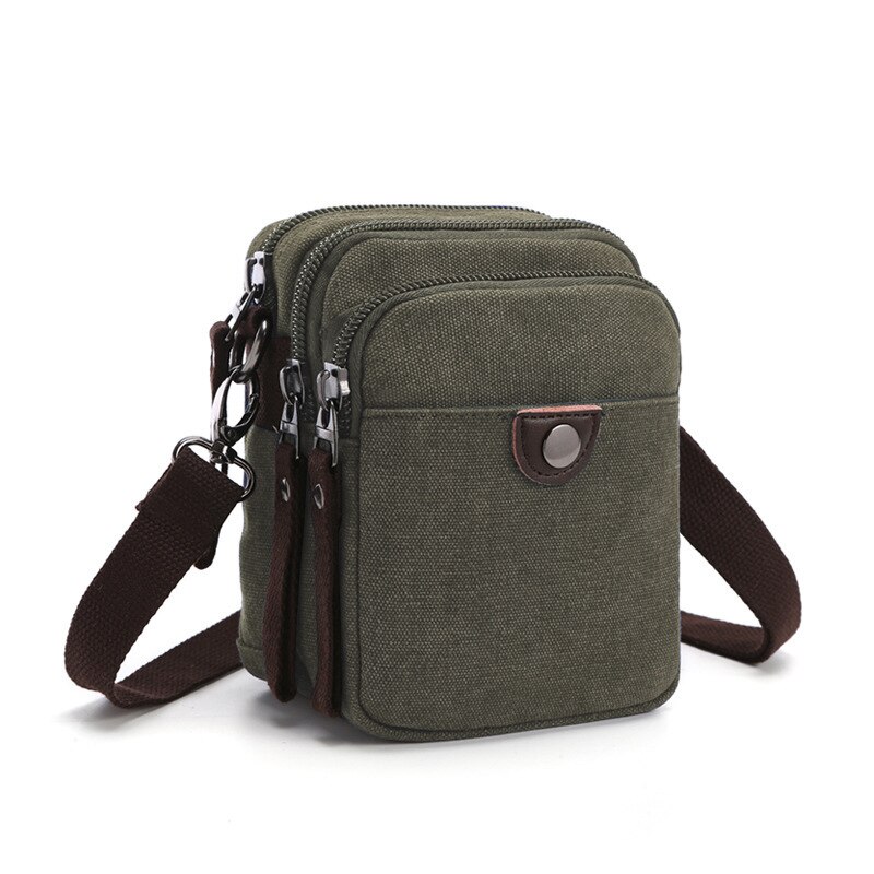 Boshikang Casual mannen Business Dagelijkse Tas Mini Crossbody Tas Canvas Kleine Mannen Enkele Schouder Messenger Bags: army green