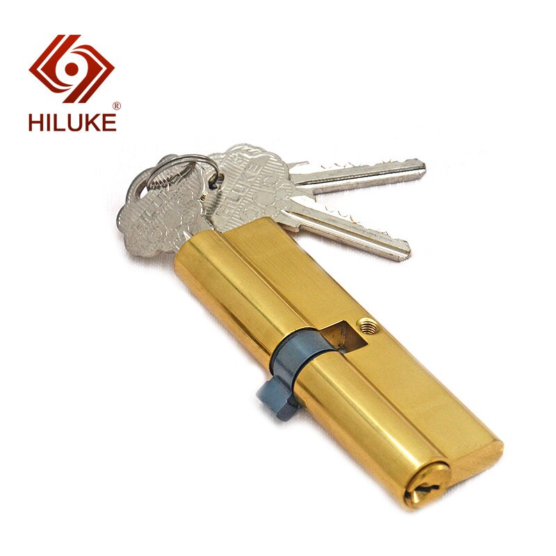 HILUKE 100mm brass alloy security double open lock cylinder three brass keys for wooden door lock core hihg