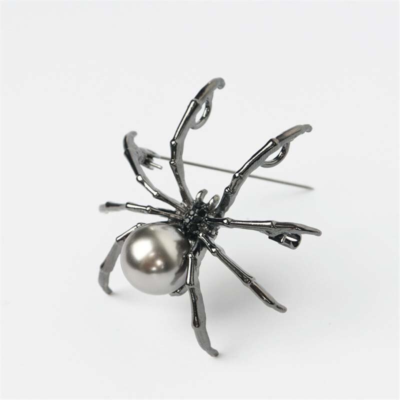 empfindlich retro Schwarz Spinne Abzeichen Nachahmung Perle Perle Brosche für frauen Elegante Schmuck Kleidung Zubehör Dekor 1PC