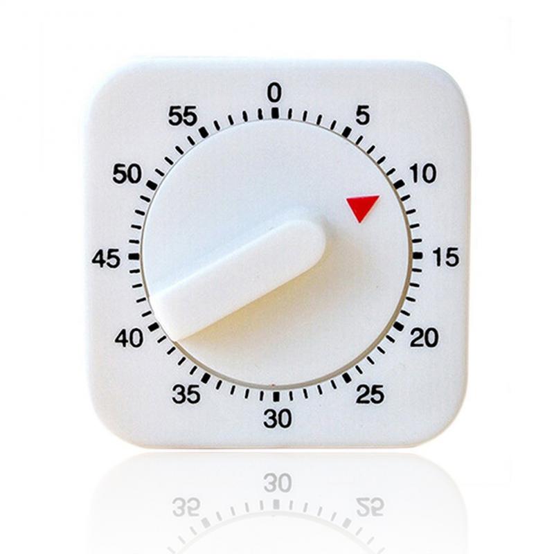 Contador de temporizador de cocina con forma de cuadrado blanca, temporizador mecánico para comida, temporizador de cocina, recordatorio de alarma