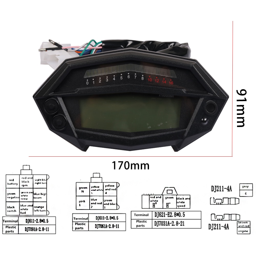 Für kawasaki Z1000 drehzahlmesser stunde Meter kilometerzähler LCD Digital tacho getriebe anzeige motorrad 7 farben tacho einstellen