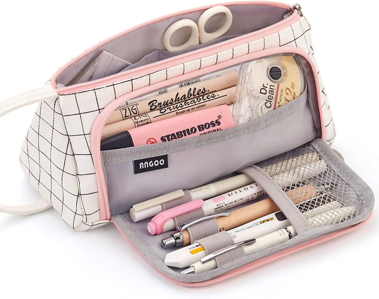 Colored Cute Pencil Case Pencilcase School Pouch Kawaii Large Capacity Pencil Bag Pencils School Pen Box Stationery Papeleria: Blue