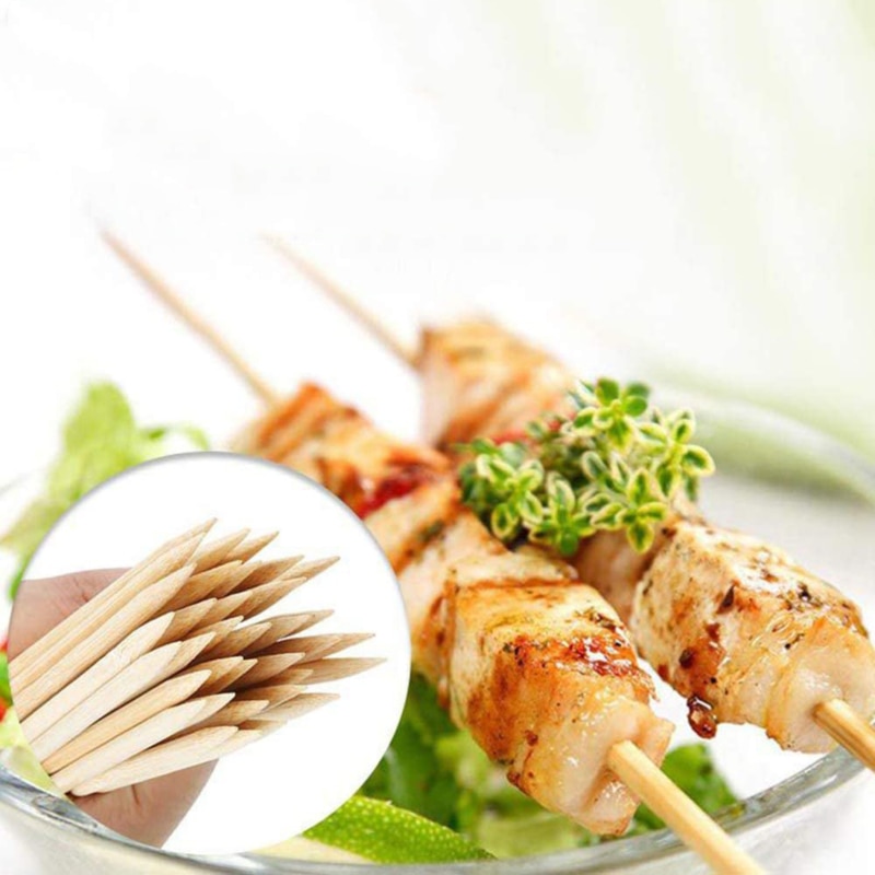 Naturalny bambus szaszłyki z grilla jednorazowe drewniane kij grill kebab praktyczne narzędzia robić owoców i warzyw