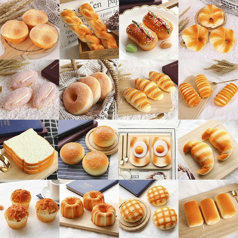 Squishy Food kreatywne imitujące chleb tosty pączki powolne rośnie wycisnąć zabawki antystresowe parodia Tease ludzie dekoracja stołu