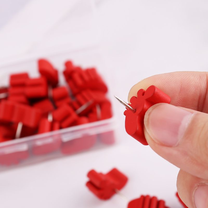 25/50 pces pé de madeira desenho foto parede parafusos cortiça placa pinos thumbtack pushpins g92e