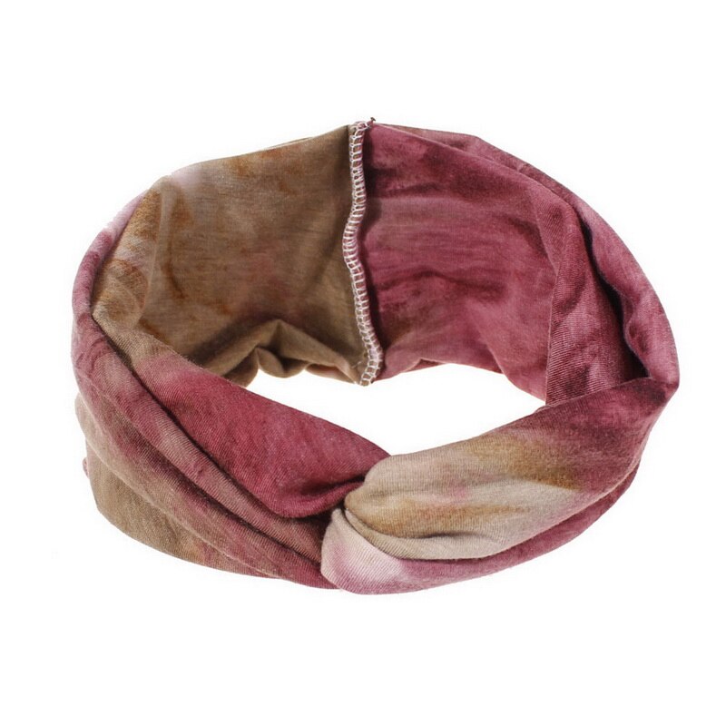 Vrouwen Geknoopt Hoofdband Zomer Bohemen Gradiënt Brede Stretch Haarband Voor Meisjes Elastische Tulband Bloem Headwears Accessoires: B