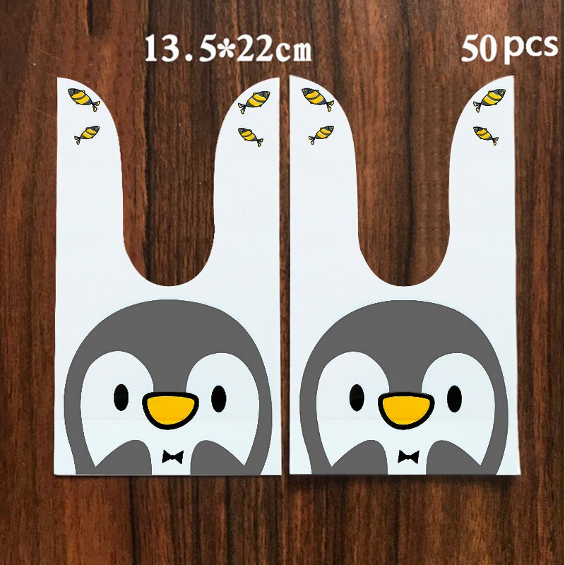 Konijn Oor Voor Sweets Bunny Verjaardag Party Goodie Bags Verpakking Bonbonniere Bag Verpakking Candy Cookie Pasen Decoratie: 50PC Black Penguin