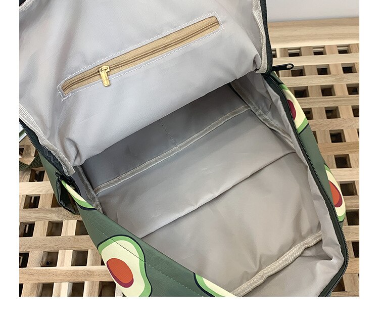 Coréen avocat vert Nylon sac à dos mignon fruits impression fourre-tout sac à dos femmes grand sac à dos scolaire pour adolescente mochila mujer