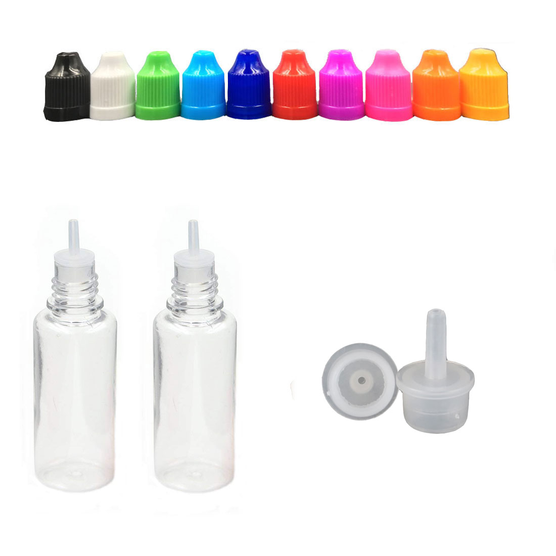 20PCS 3ML-50ML PET Clear Dropper Bottles Empty Plastic Juice Eye Liquid Refillable Transparent Containers with Caps Dropper Tip: 20ML x 20PCS