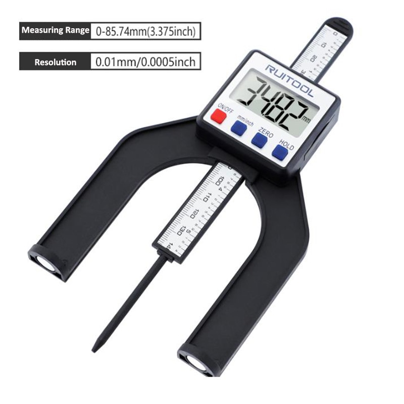 LAMEZIA 0-80mm Digital Display Depth Gauge Large Screen Electronic Altimeter High Precision Measuring Instrument