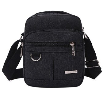 Men Bag Casual Canvas Men Zipper Messenger Bag Crossbody Handbag Black Khaki Brown bolsa torebka: Black