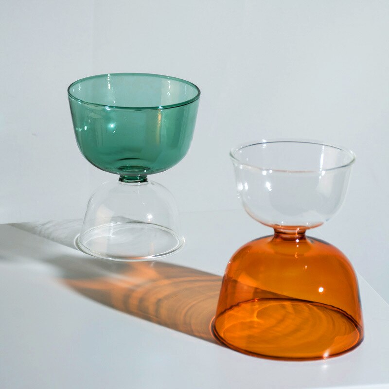 Nordic Hittebestendige Cup Creatieve Kleur Glas Cup Voor Ontbijt Havermout Clear Yoghurt Ijs Kom Leuke Sap Cup