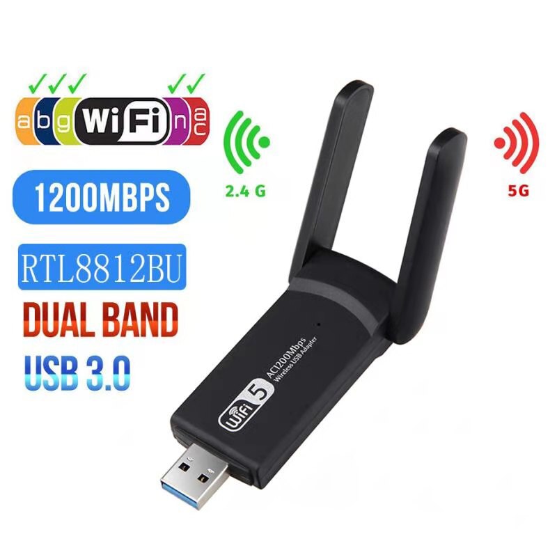 USB Antenna 5G Wifi Adapter 1200Mbps Dual Band Drive-Free USB Wifi Dongle Wireless Network Card For Desktop Laptop Windows MAC: 1200Mbps Model A