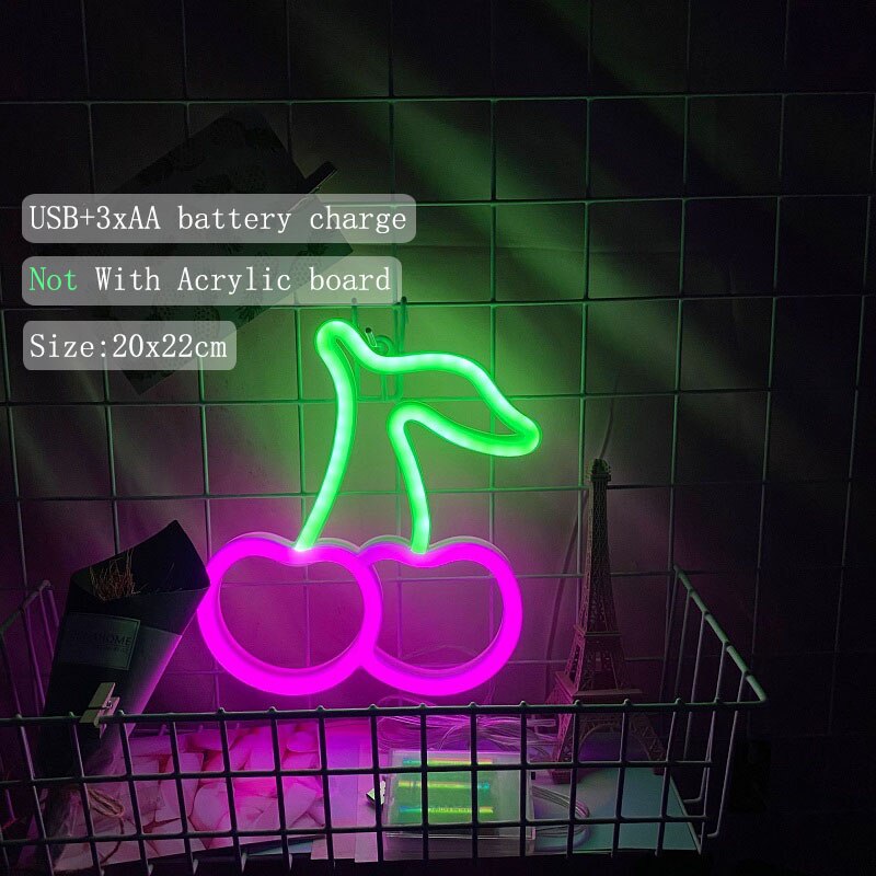 Wanxing Banaan Led Neon Light Sign Usb Batterij Aangedreven Muur Neon Verlichting Voor Slaapkamer Party Decoratie Nacht Lamp: cherry pink