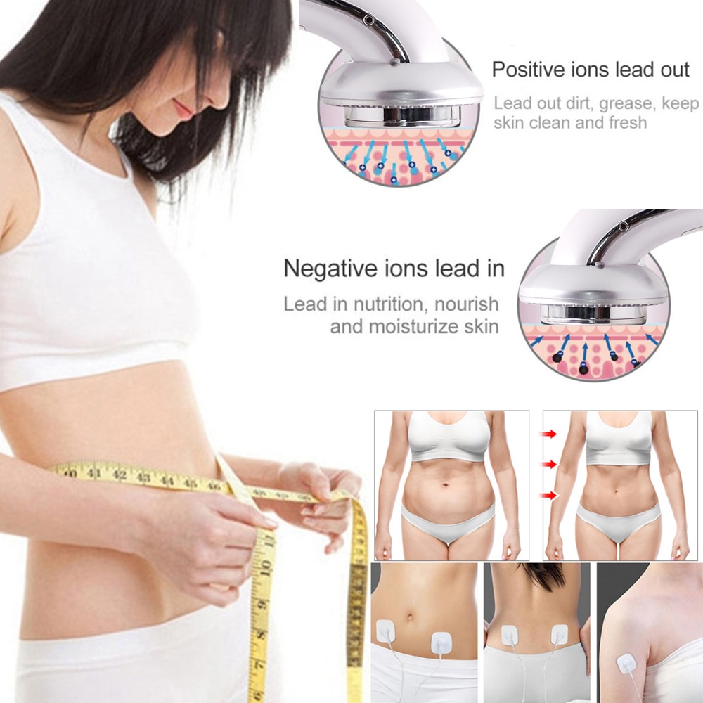 6 in1 led kropsslankende massageapparat digital skærm fedtforbrænder vægttab ultralyd kavitation anti cellulite infrarød enhed