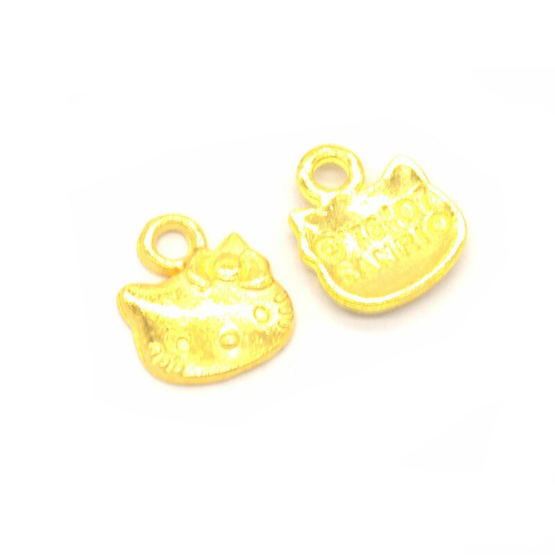 50pcs Charms Cat 13x11mm DIY Jewelry Making Pendant Fit Earring Necklace Bracelet Handcraft: Gold-color