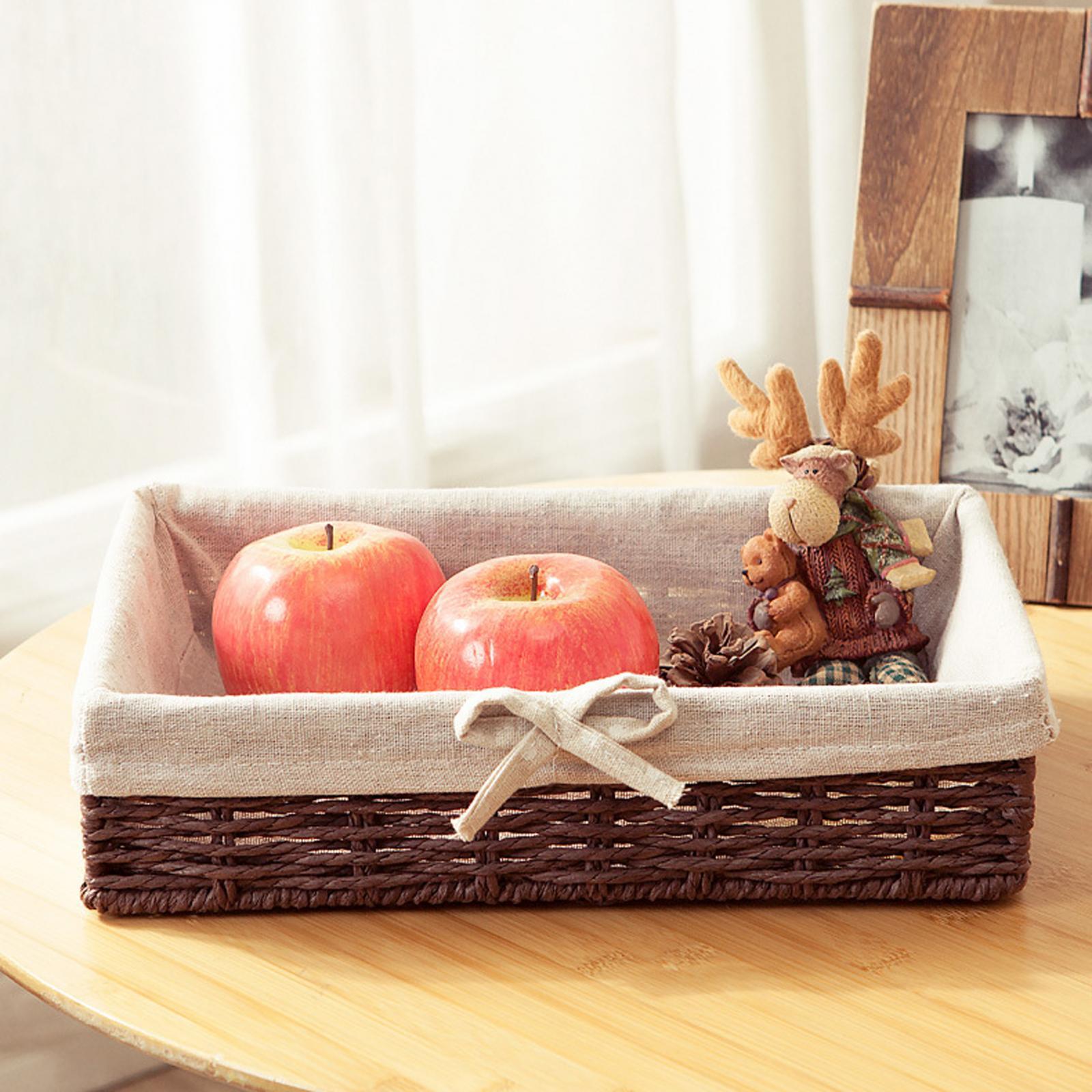 Woven Baskets Toilet Picnic Basket Stackable Paper Rope Storage Basket for Coffee Pastries Perfume Lunch: Red