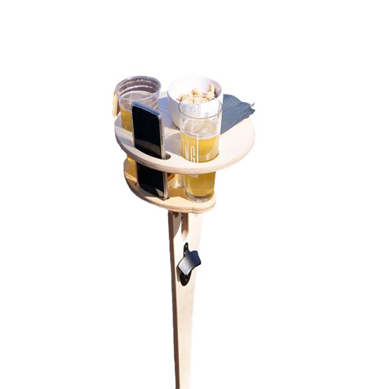 Foldable Outdoor Wine Table Wooden Round Desktop Mini Picnic Table Outdoor Wine Rack Furniture for Camping Party: Orange