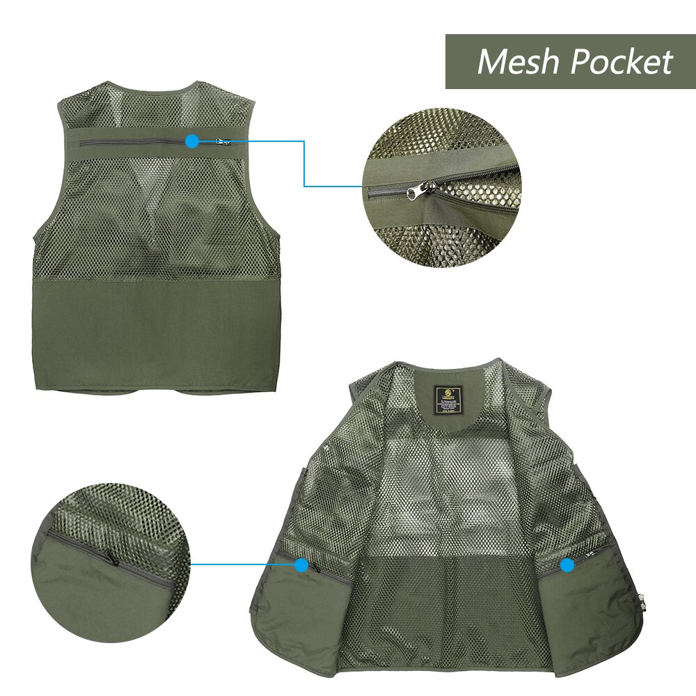Gilet da pesca gilet da pesca traspirante da viaggio con tasche Multiple con cerniera gilet da lavoro estivo per escursioni all'aperto