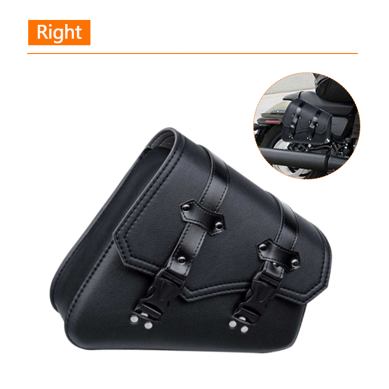 Alforjas universales de cuero PU negro para motocicleta, bolsa de herramientas laterales, bolsa de sillín de equipaje, caja lateral dura, bolsas de sillín: Blanco