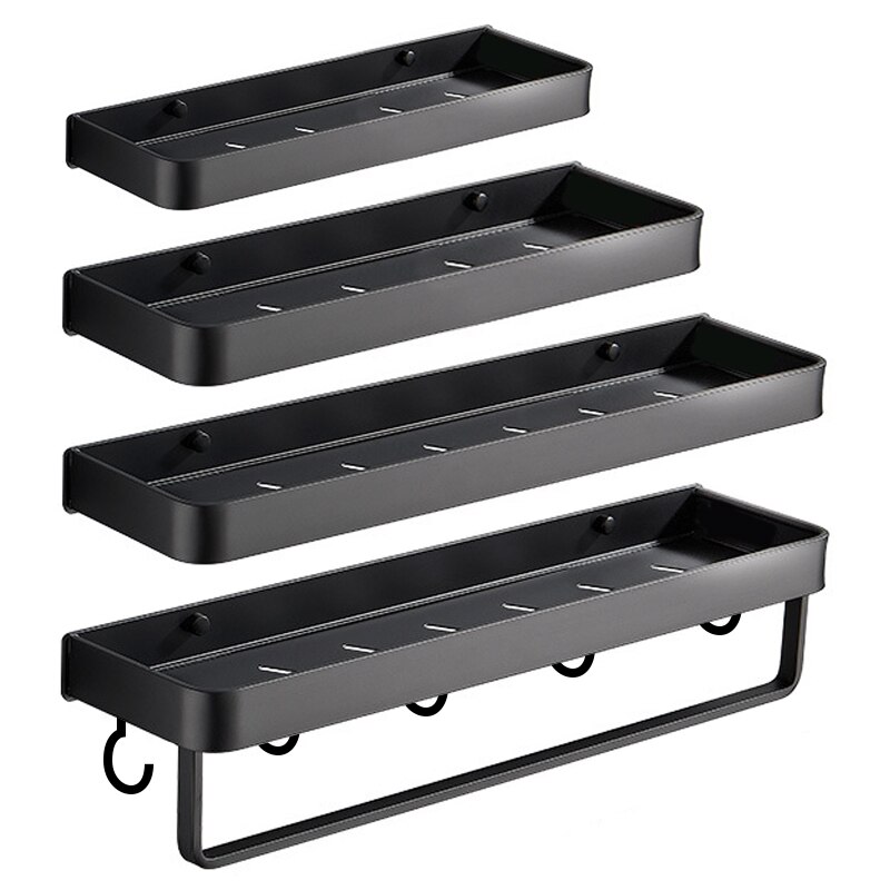 Badkamer Planken Bad Douche Muur Aluminium Zwart Badkamer Plank Gemonteerd Keuken Opslag Houder 30-60Cm