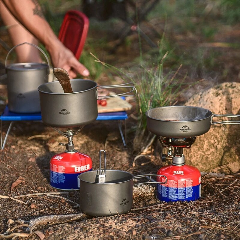 Naturehike Outdoor Titanium Pot stoviglie pentole padella Picnic ultraleggero pentola singola 2-3 persone Picnic campeggio pentola