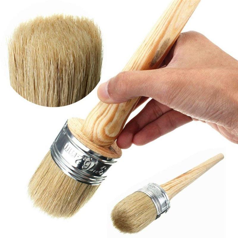 Cepillo de cera para pintura, para pintar o encerar muebles, plantillas Folkart, decoración del hogar, pinceles grandes de madera con cerdas naturales