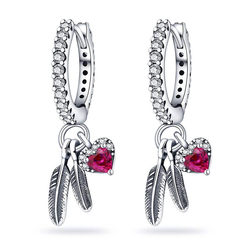 Pendientes colgantes de plata de ley 925 con símbolo de la suerte para mujer, finos de a la , accesorios de joyería elegantes: Gris