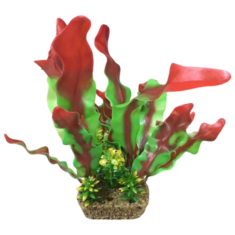 Plastic Plants for Aquarium Plastic Fish Tank Plant Decorations Simulation Decor: Red