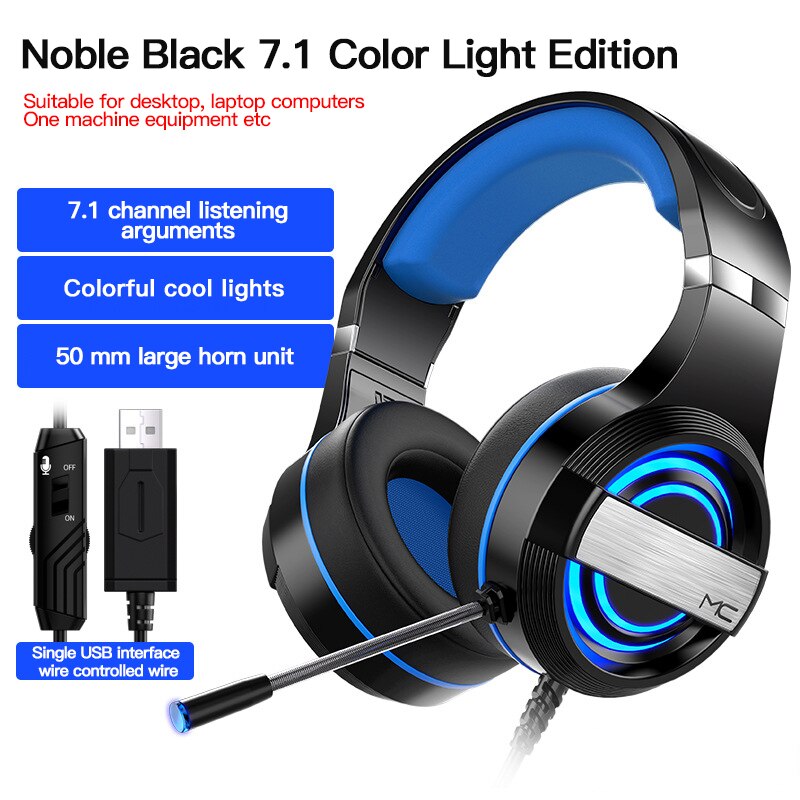 Wired Headset Gamer Oortelefoon Voor Pc PS4 Xbox One Headsets 7.1 Surround Sound Met Hd Microfoon Gaming Overear Laptop gamer: 06