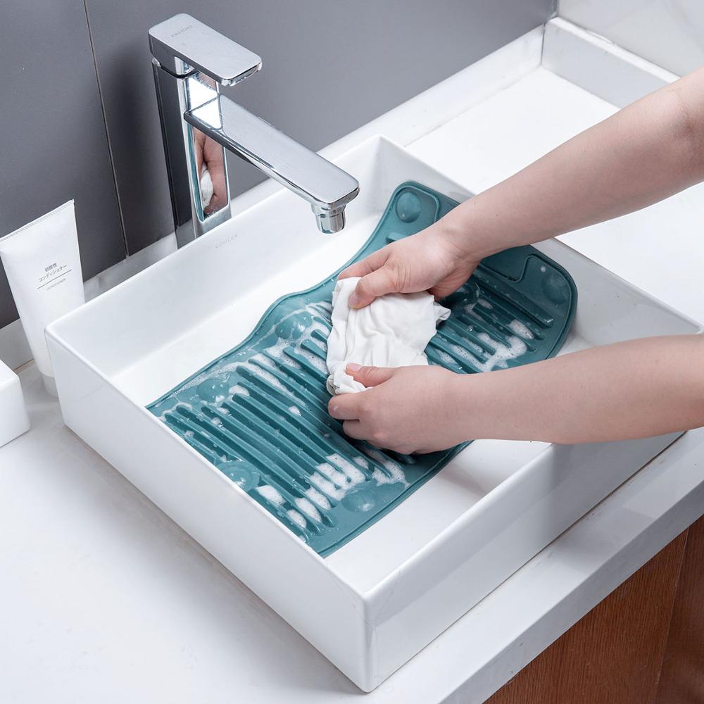 Silicone Clothes Washing Board Thicken Folding Washboard Bathroom Kid Clothes Cleaning Laundry Scrubbing Anti-skid Save Space